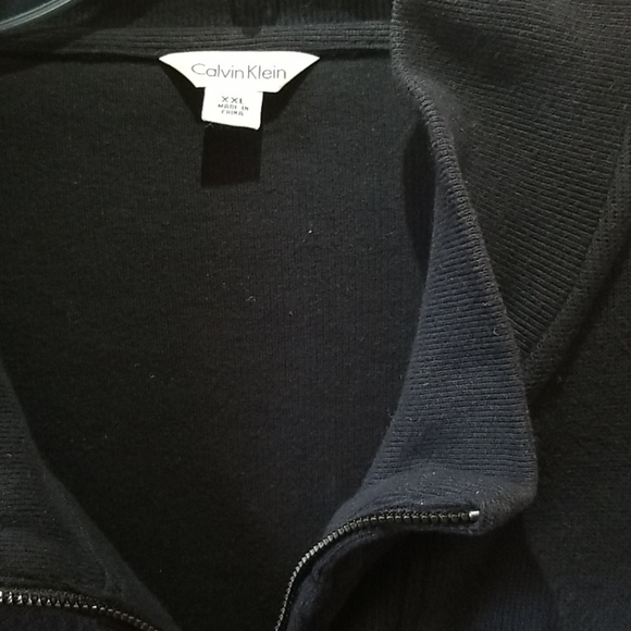 Calvin Klein Full Zip Mock Neck Navy Sweater - Picture 3 of 6